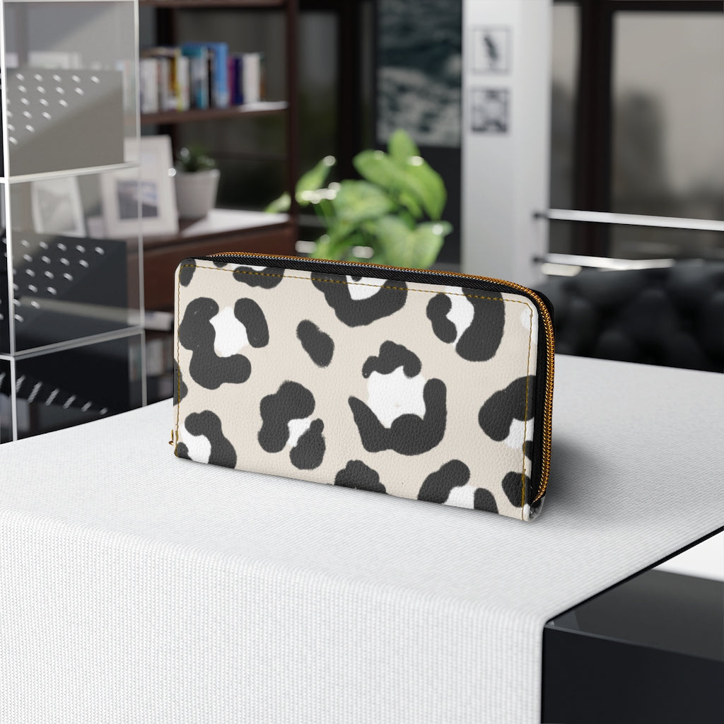 Sand Leopard Zipper Wallet