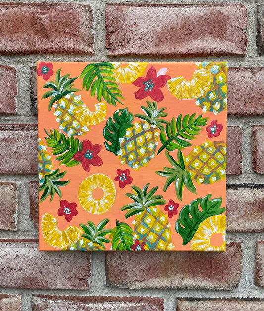 ORIGINAL 10 x 10 Pineapple Acrylic Art