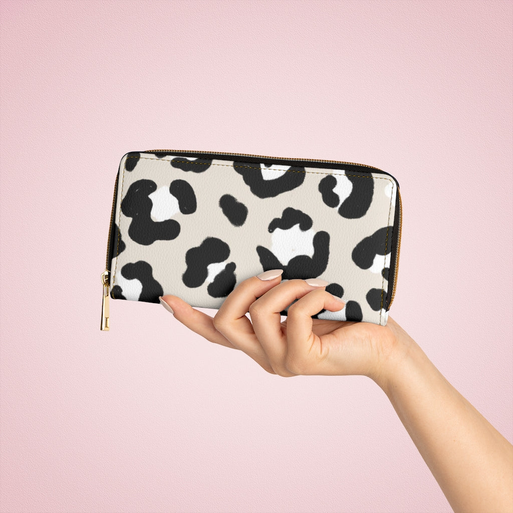 Sand Leopard Zipper Wallet