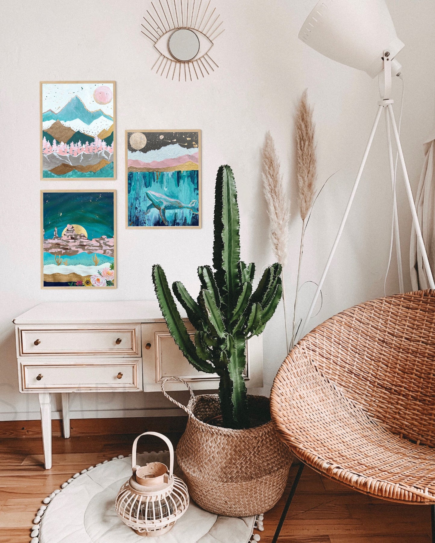 Mountain, Desert, Ocean Boho Art Prints