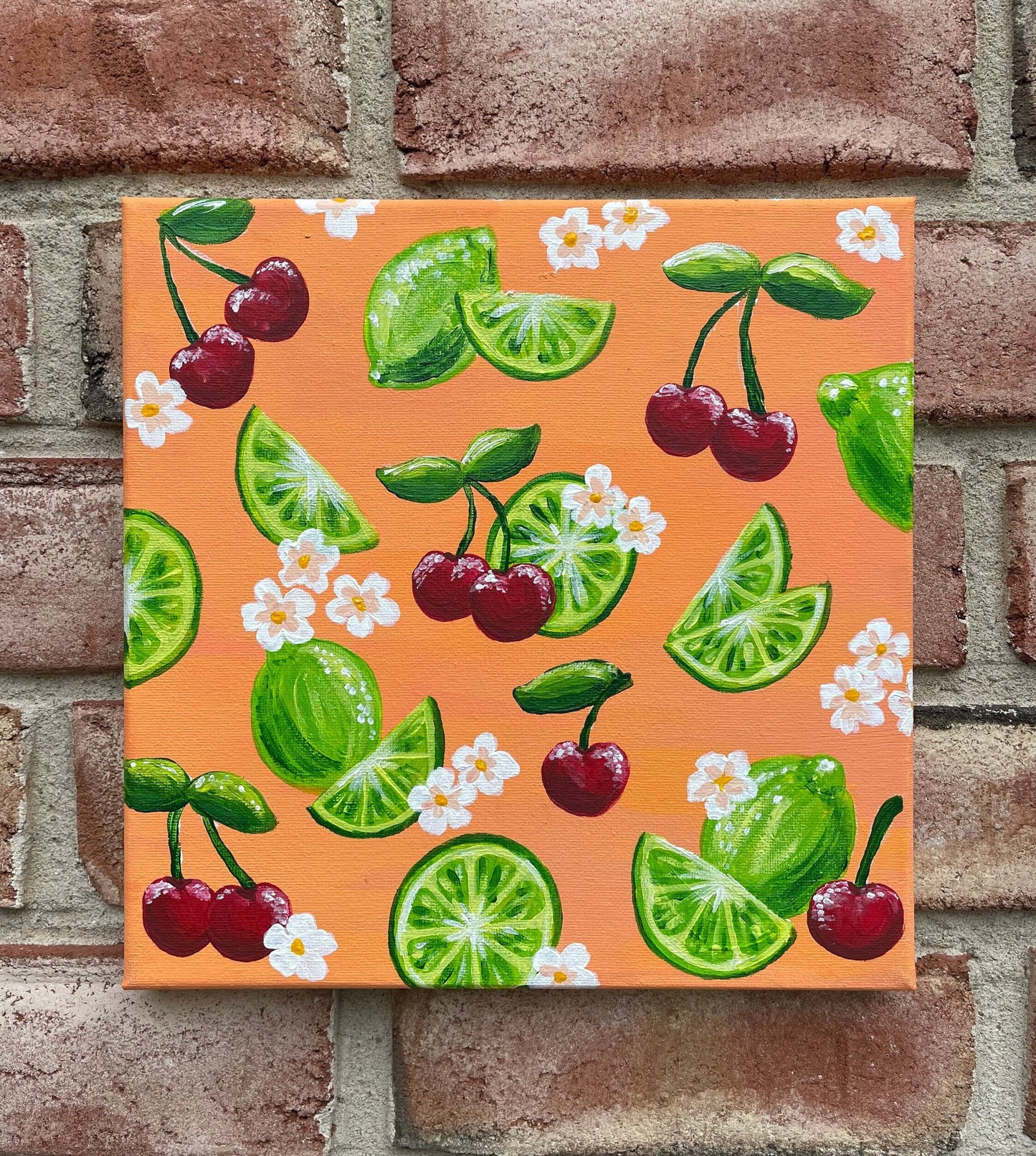 ORIGINAL 10 x 10 Cherry Lime Acrylic Art
